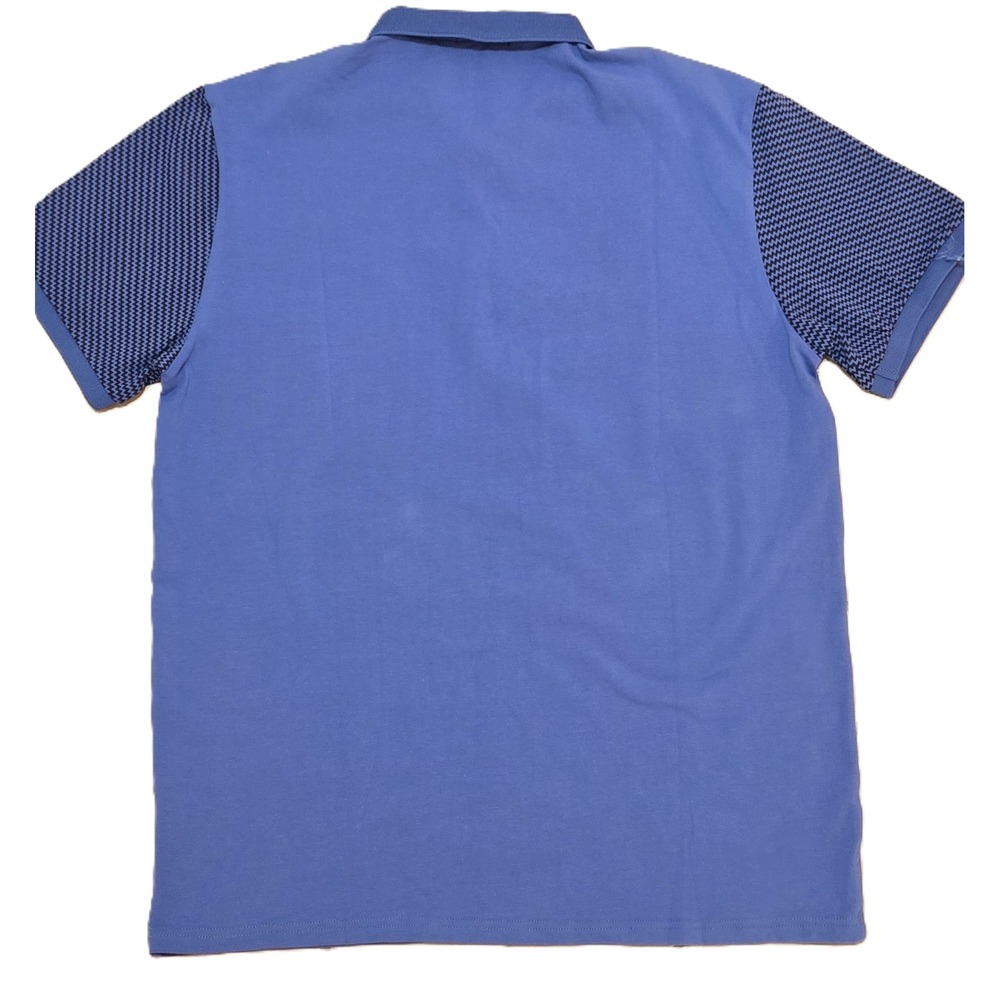 CAVIAR DREMES Mens XL Blue Geometric Stripe Golf Polo Shirt - Picture 2 of 5